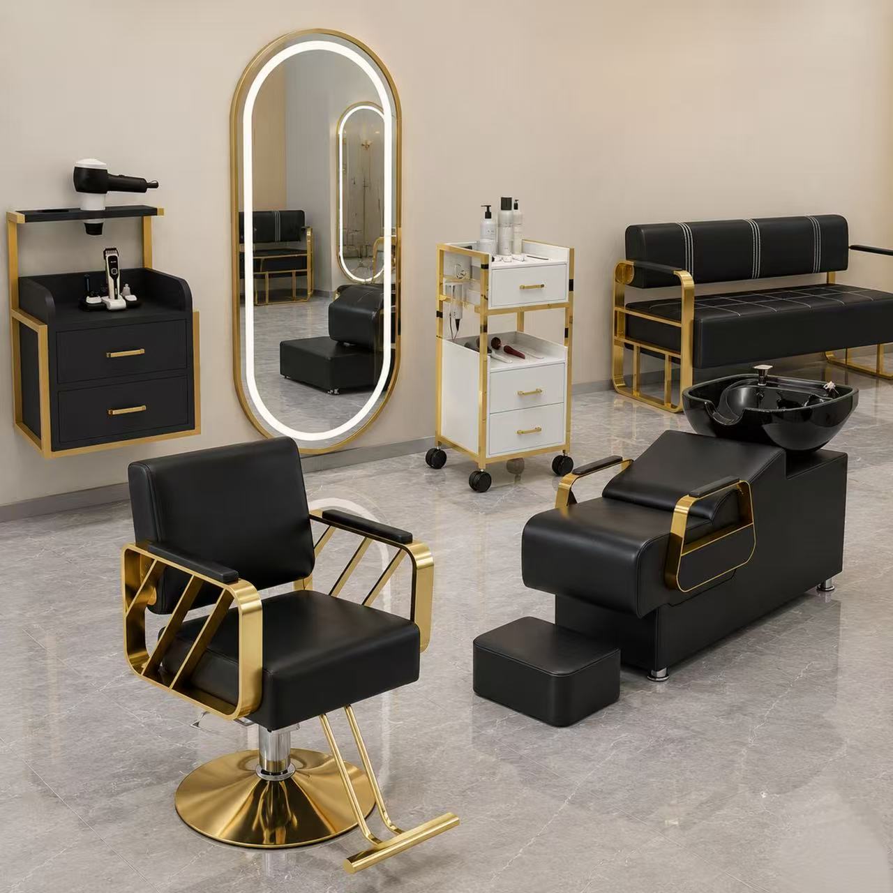 Luxury Salon Furniture Set – Premium Gold Edition